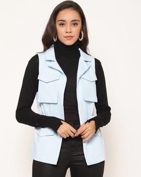 notched lapel jacket with flap pockets