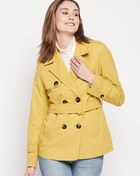 notched-lapel trench coat with belt