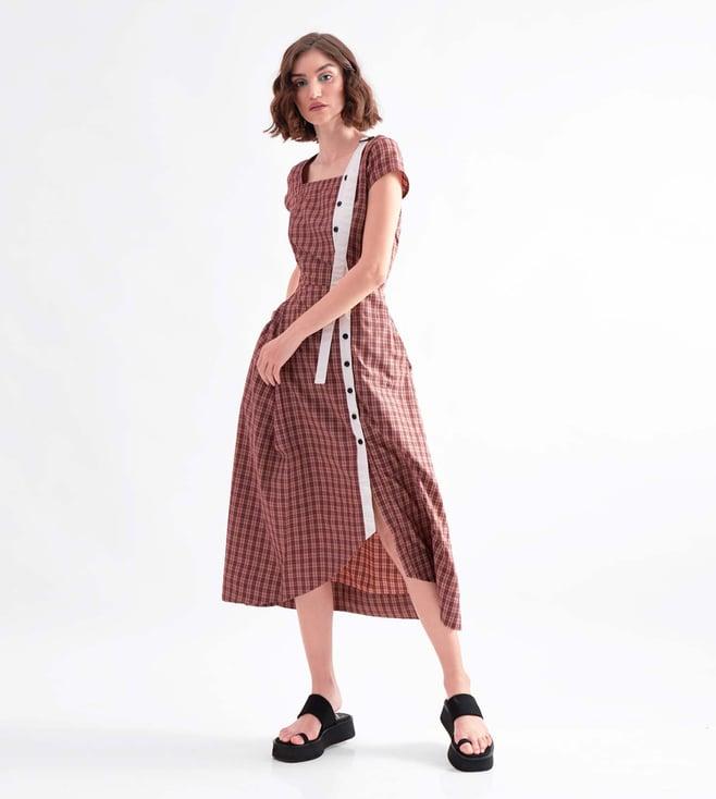 notebook brown checks clara shirt dress