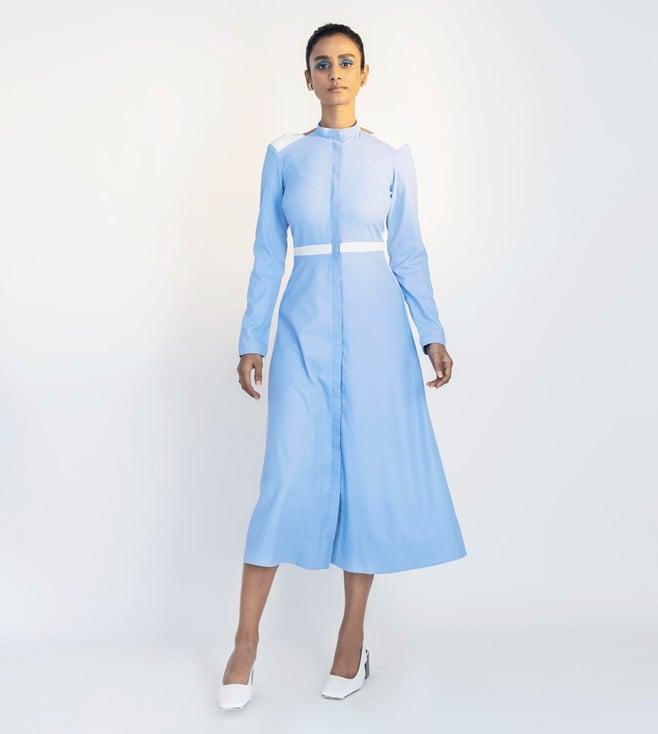 notebook kiko sky blue & white yori shirt dress