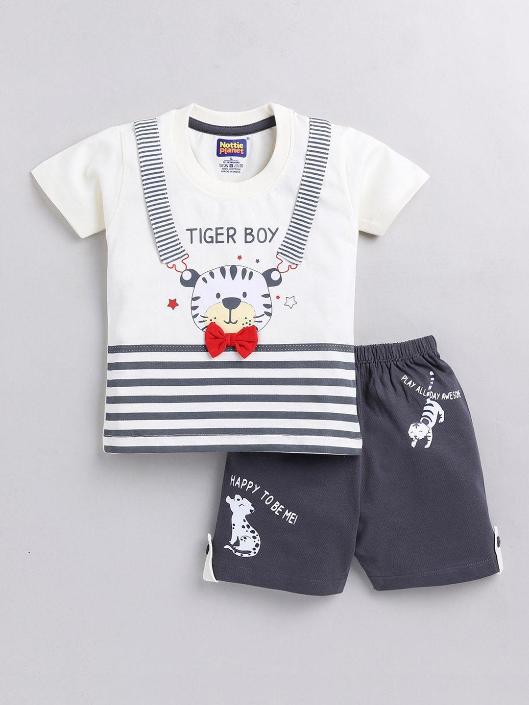 nottie planet boys cotton printed t-shirt with shorts set