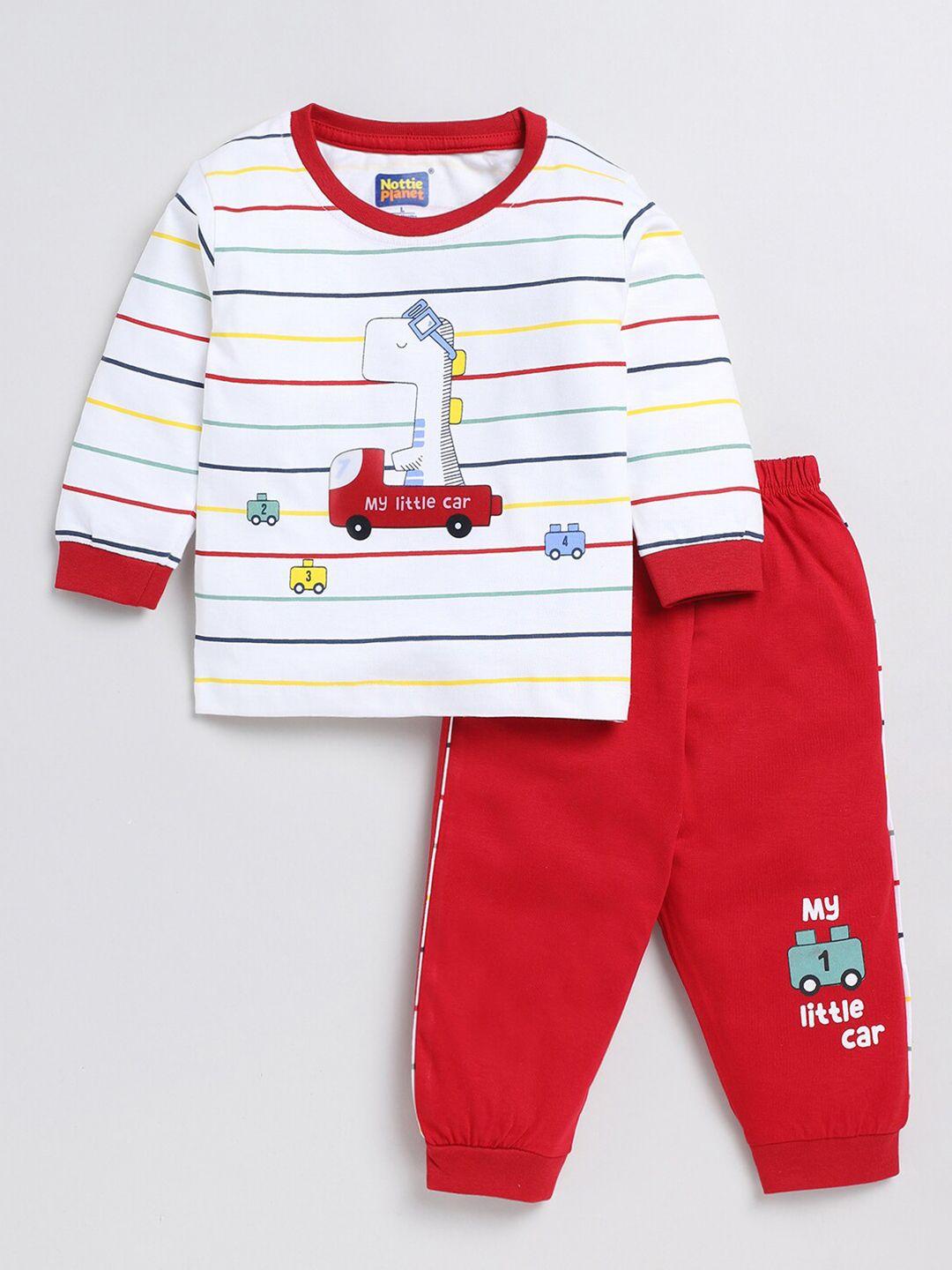nottie planet boys printed pure cotton t-shirt with trousers
