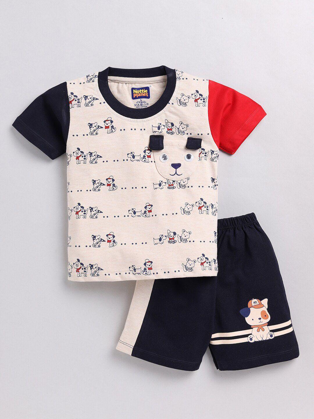 nottie planet cat & dog printed t-shirt with shorts
