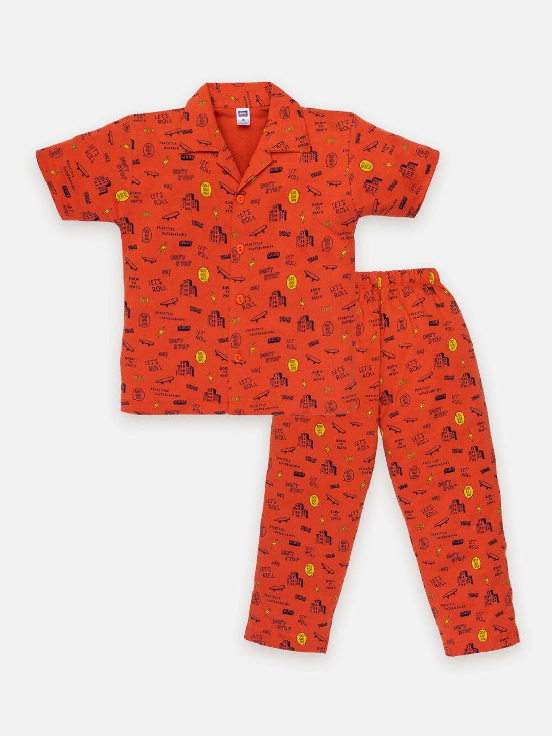 nottie planet boys conversational printed pure cotton night suit