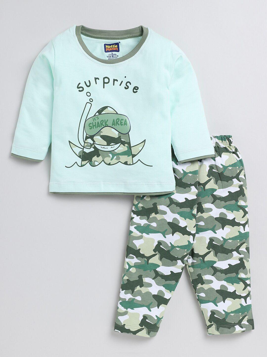 nottie planet boys cotton printed t-shirt with trousers