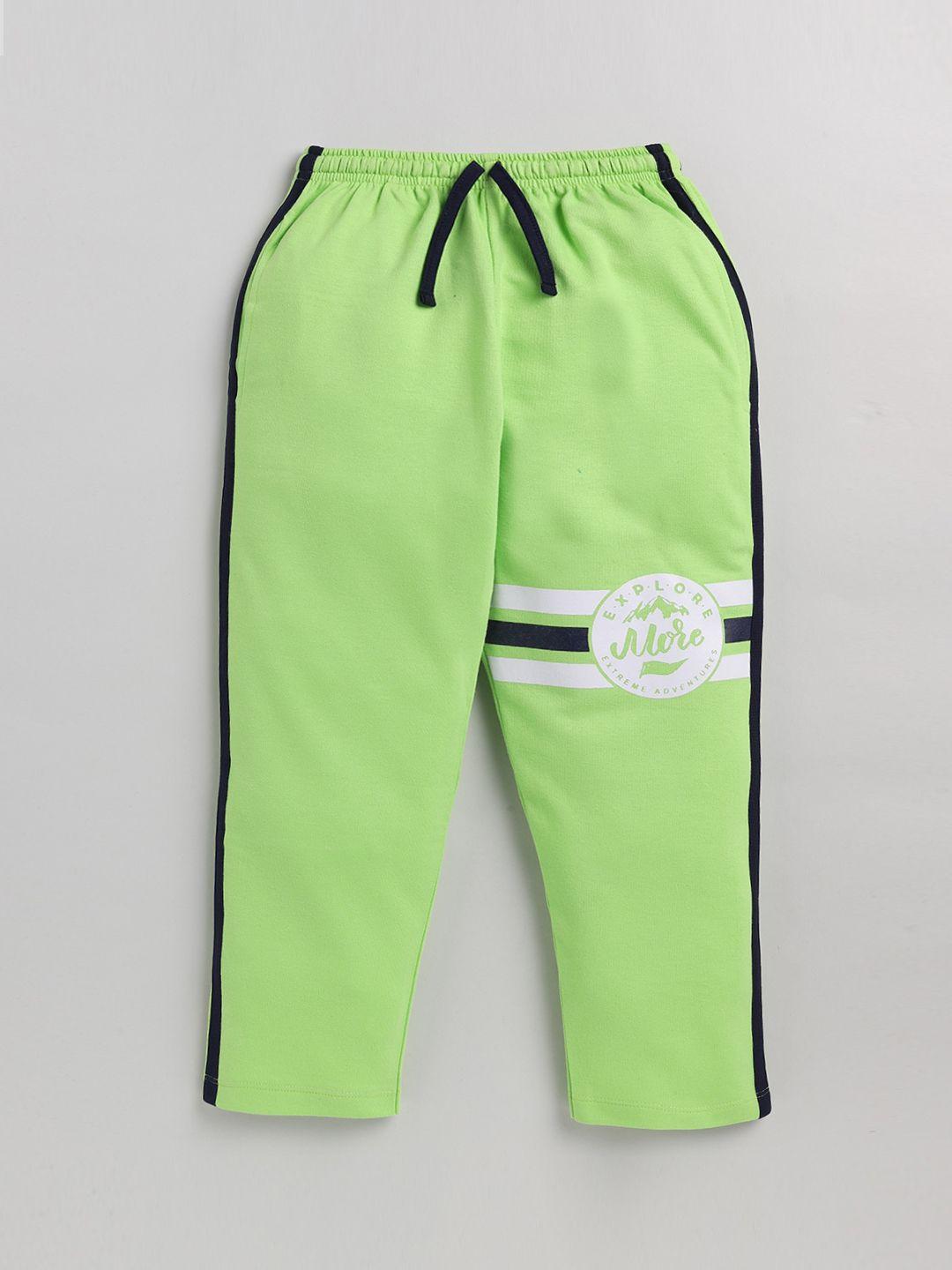 nottie planet boys fluorescent green solid pure cotton track pants
