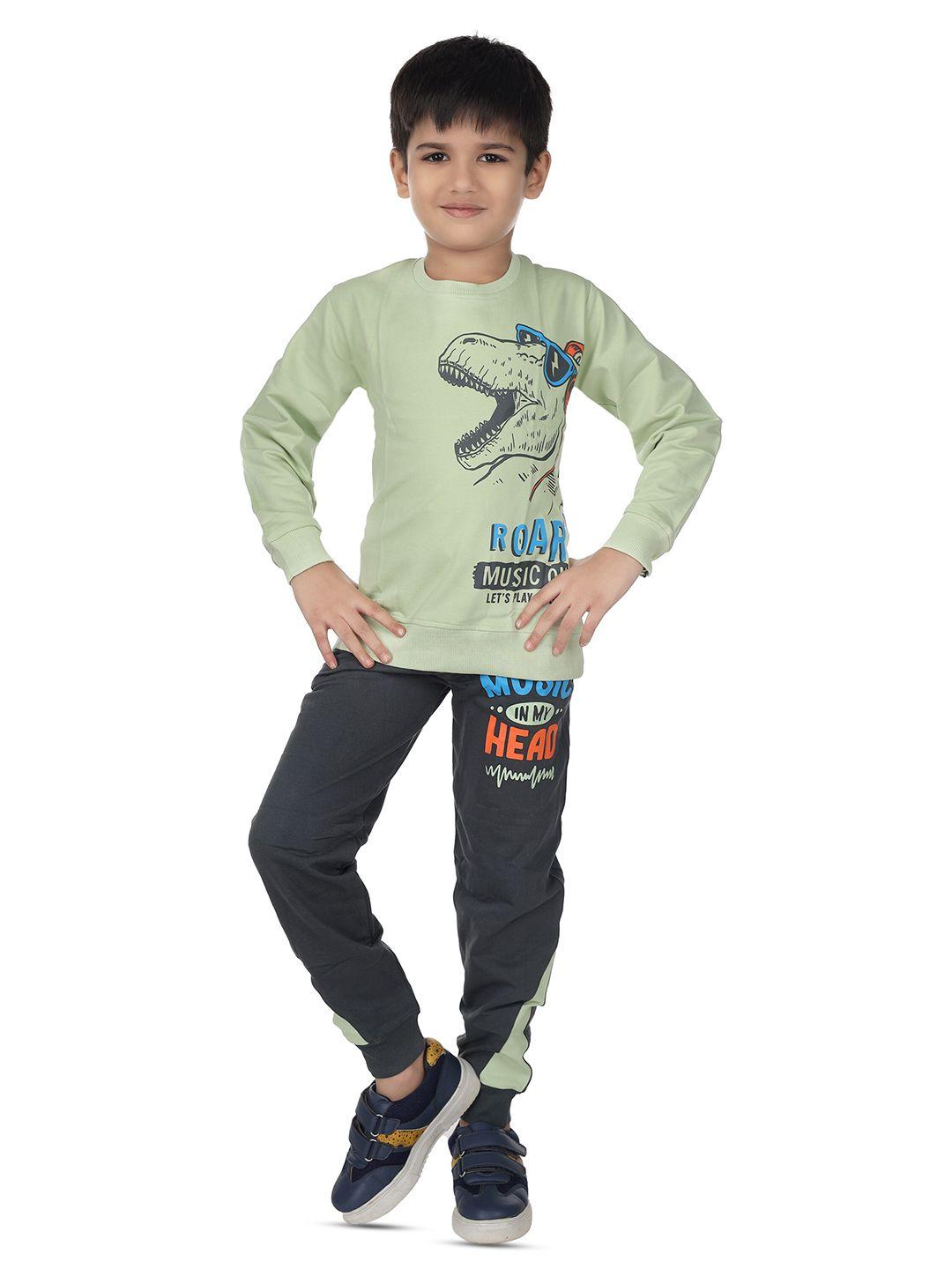 nottie planet boys green printed t-shirt with pyjamas