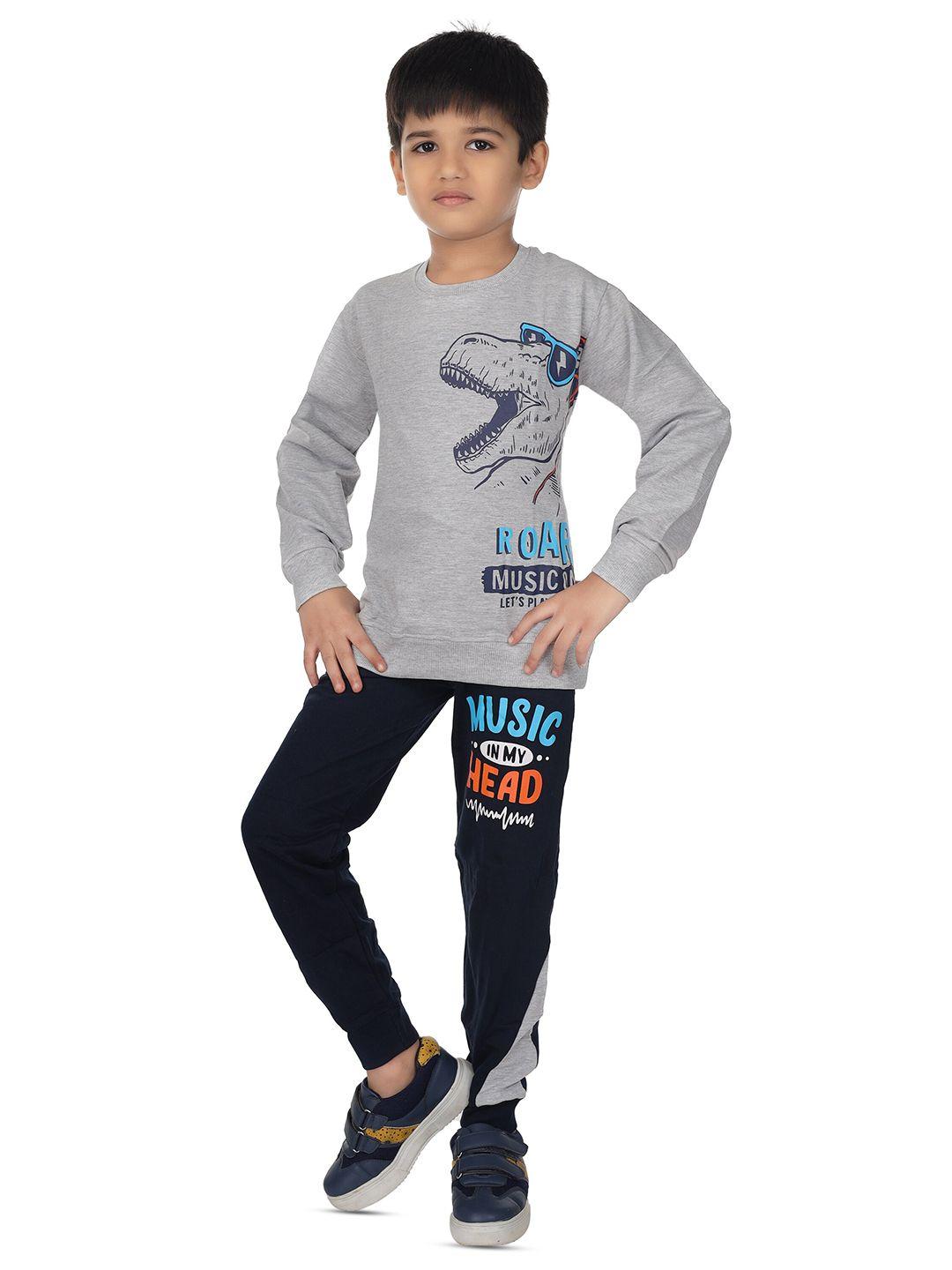 nottie planet boys grey printed t-shirt with pyjamas