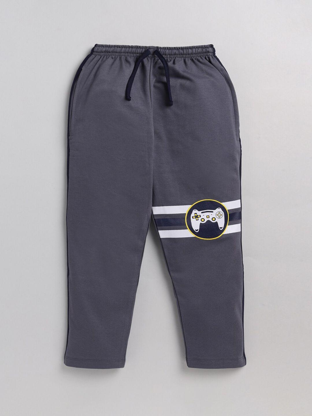 nottie planet boys grey solid pure cotton track pants