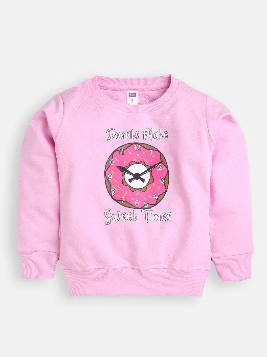 nottie planet boys pink printed pure cotton sweatshirt