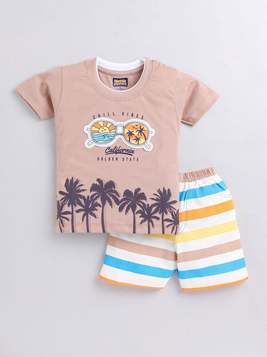 nottie planet boys printed pure cotton t-shirt with shorts