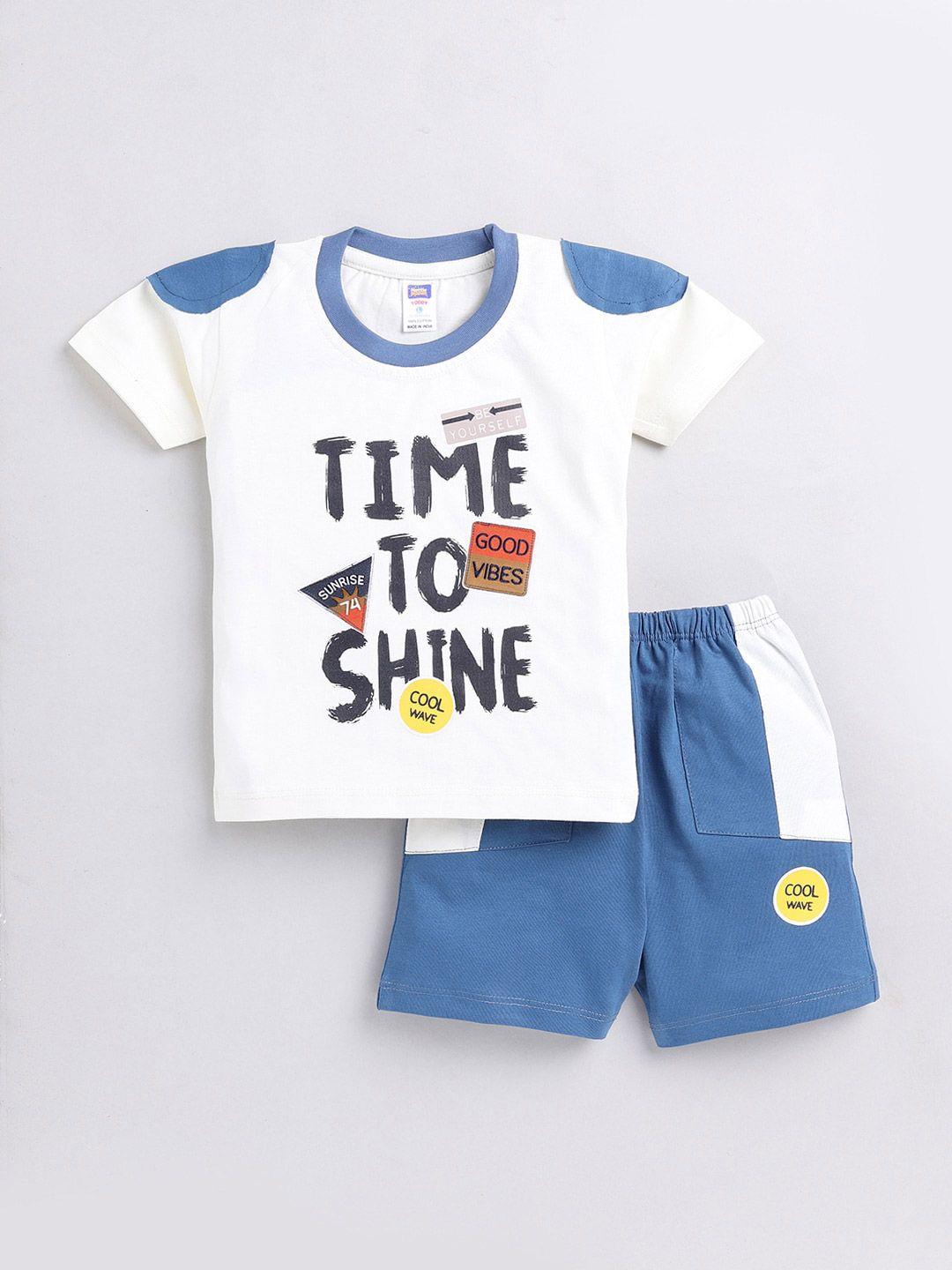 nottie planet boys printed pure cotton t-shirt with shorts