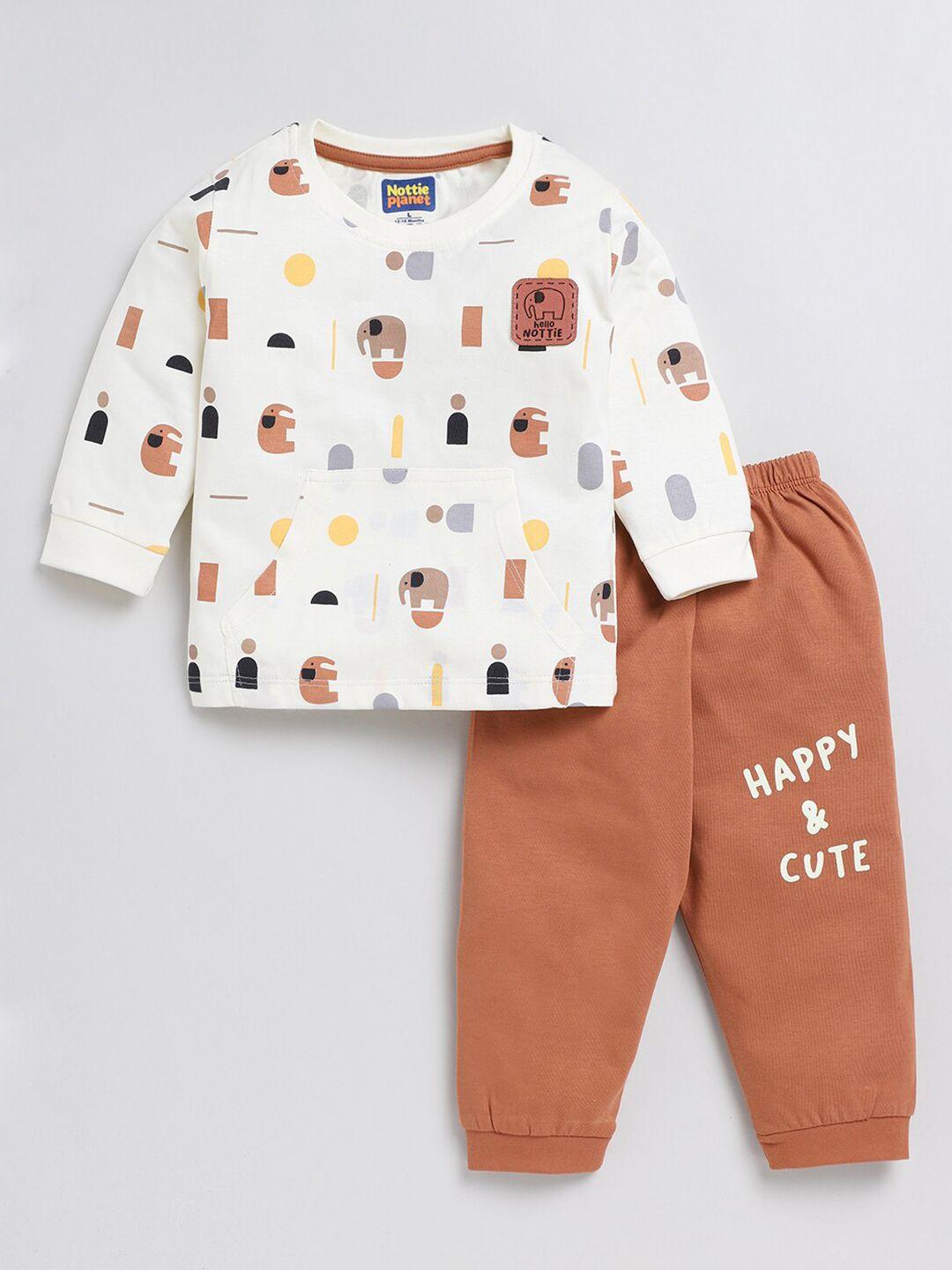 nottie planet boys printed pure cotton t-shirt with trousers