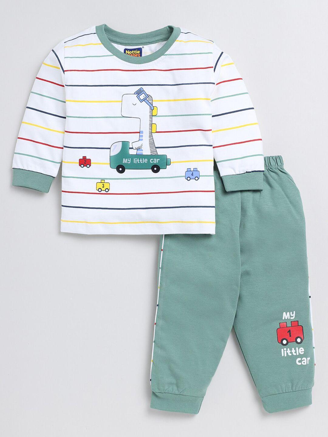 nottie planet boys printed pure cotton t-shirt with trousers