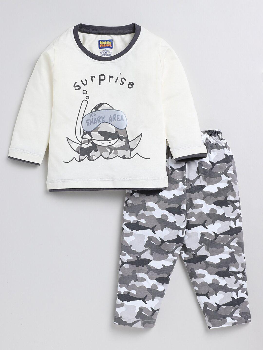 nottie planet boys printed pure cotton t-shirt with trousers