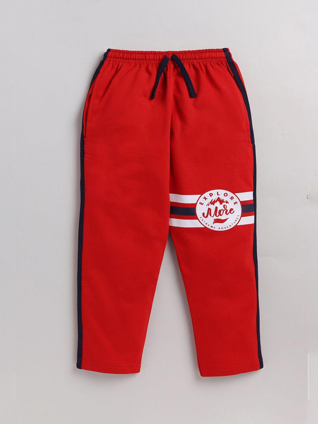 nottie planet boys red solid pure cotton track pants