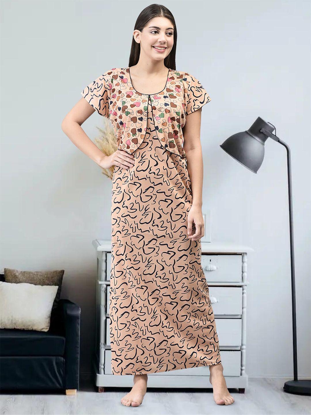 noty abstract printed maternity and feeding maxi nightdress