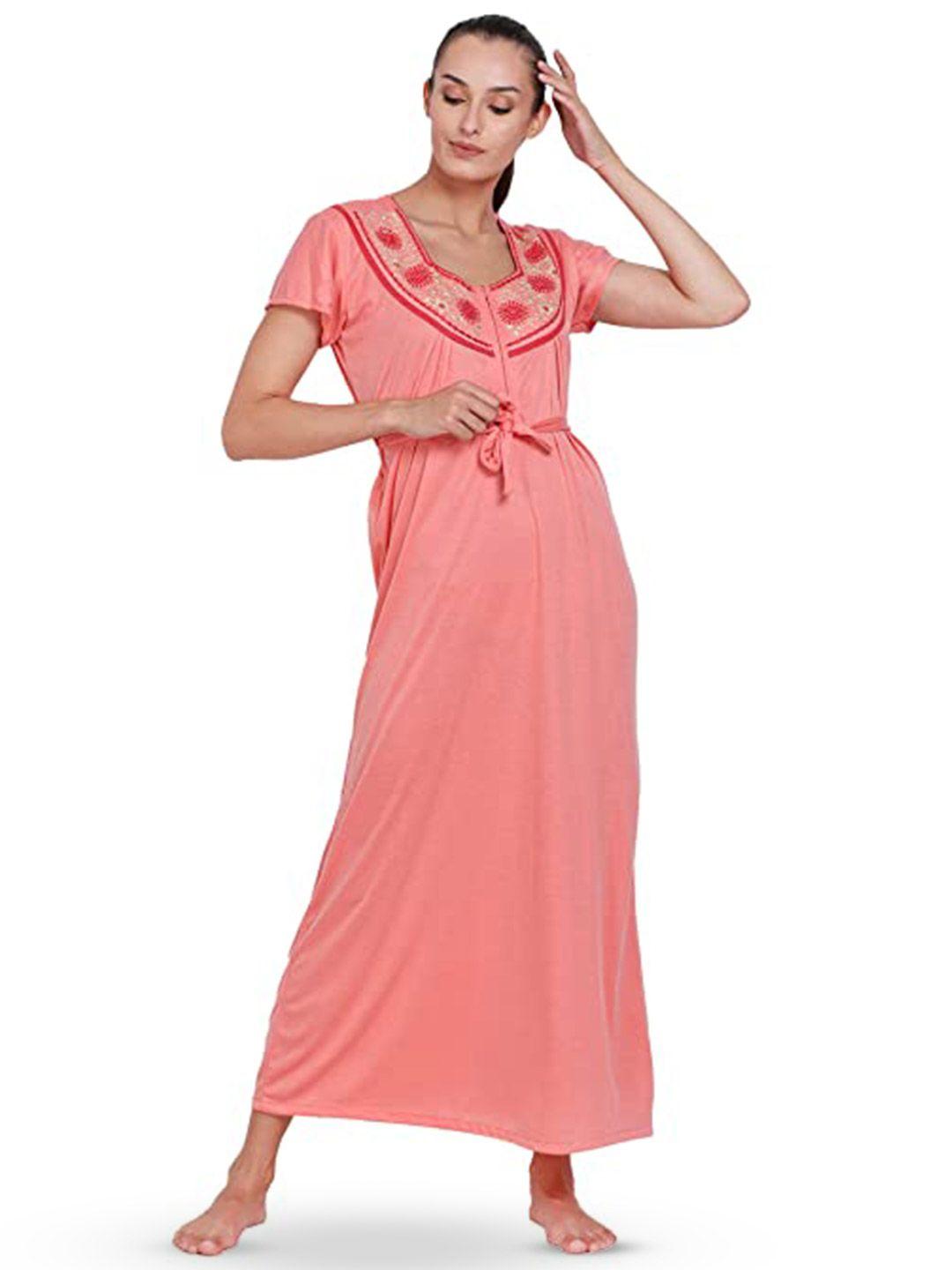 noty coral embroidered maxi nightdress