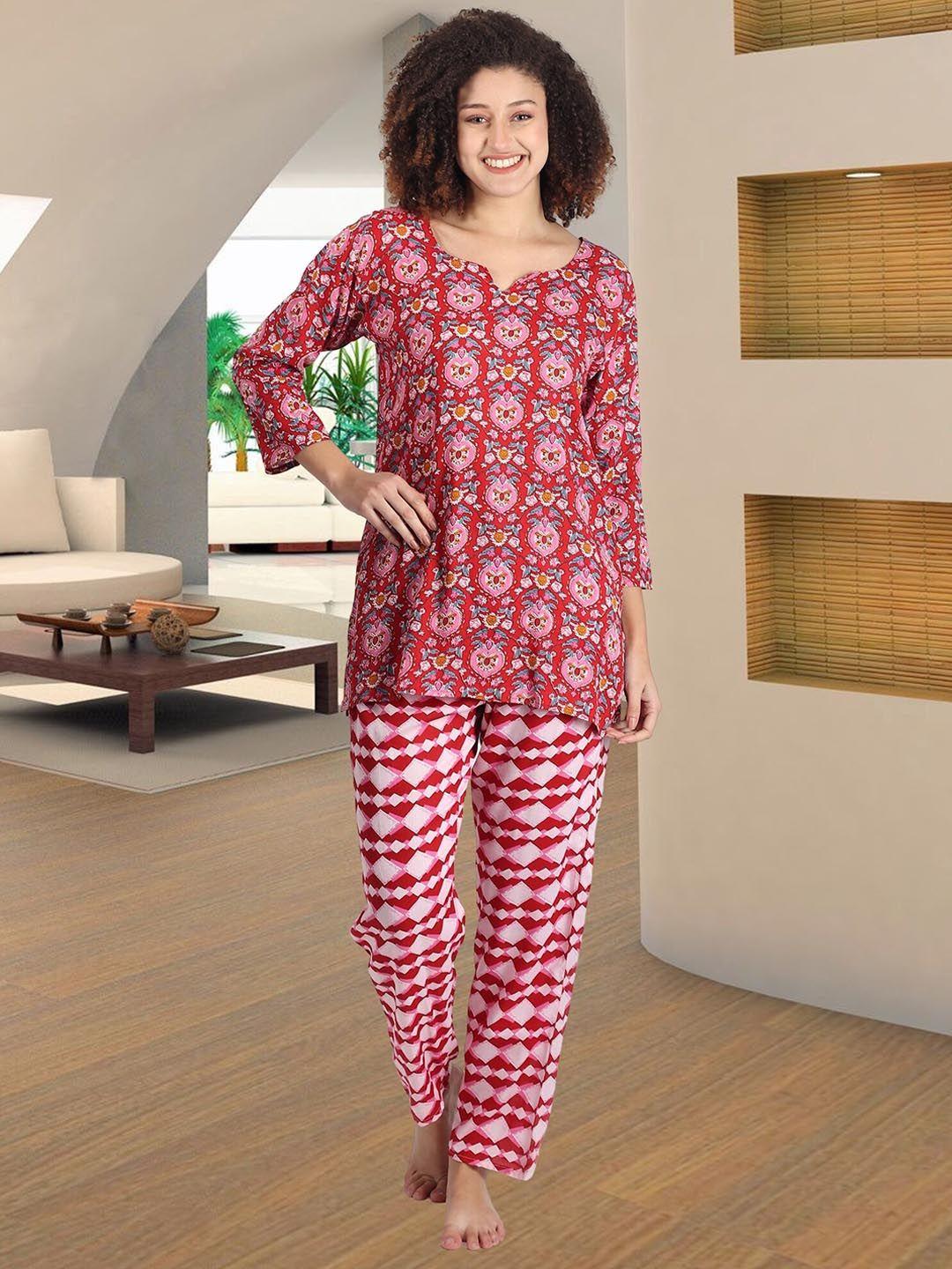 noty ethnic motifs printed pure cotton night suit