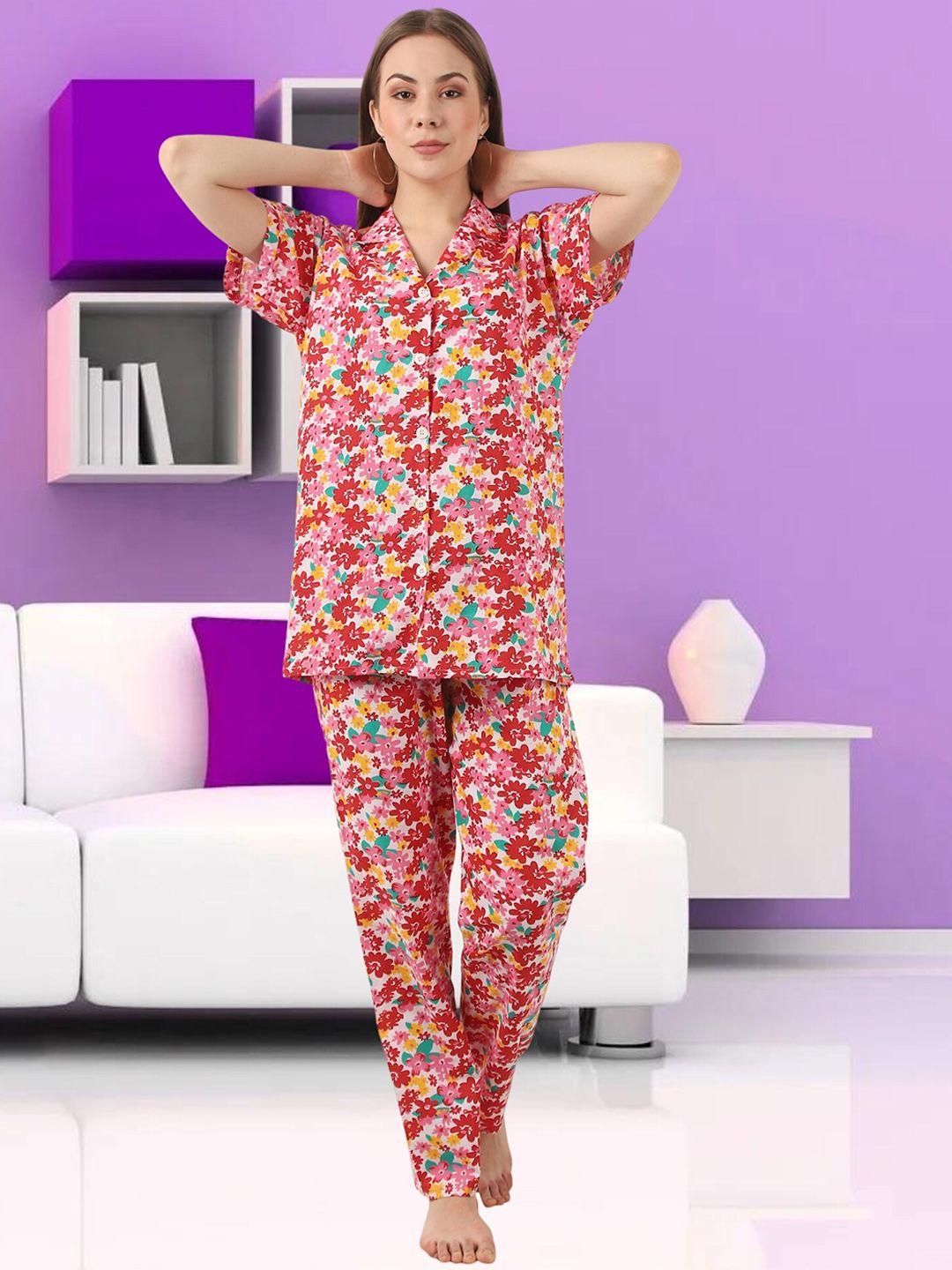 noty floral printed pure cotton night suit