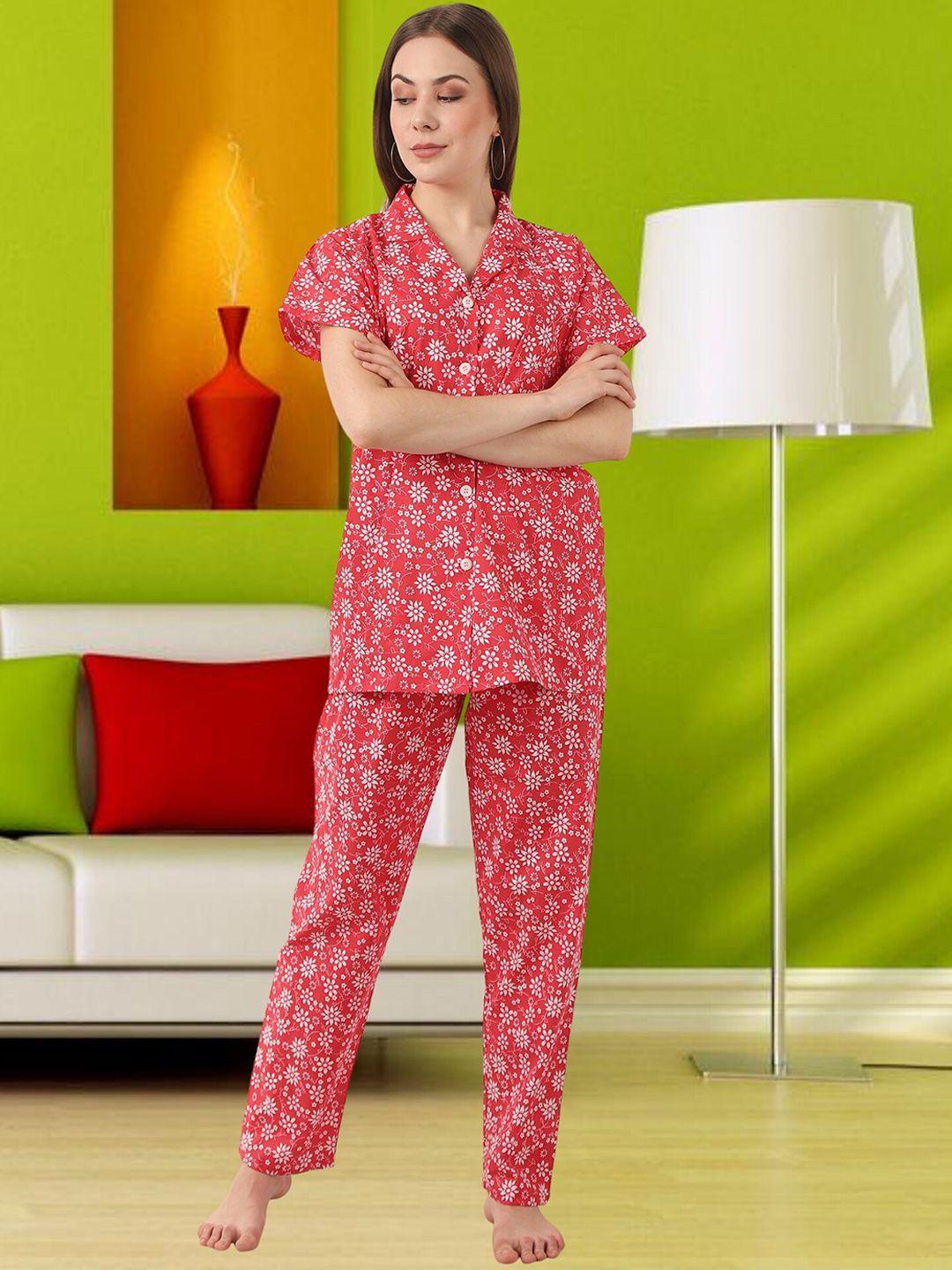 noty floral printed pure cotton night suit