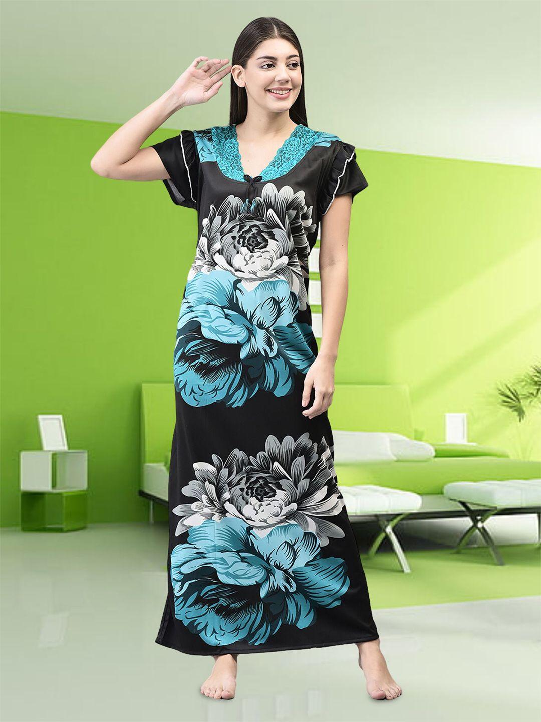 noty floral printed satin maxi nightdress