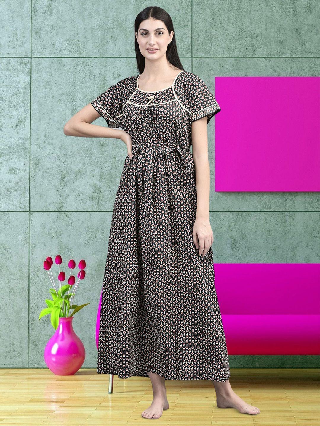 noty floral printed square neck maxi nightdress