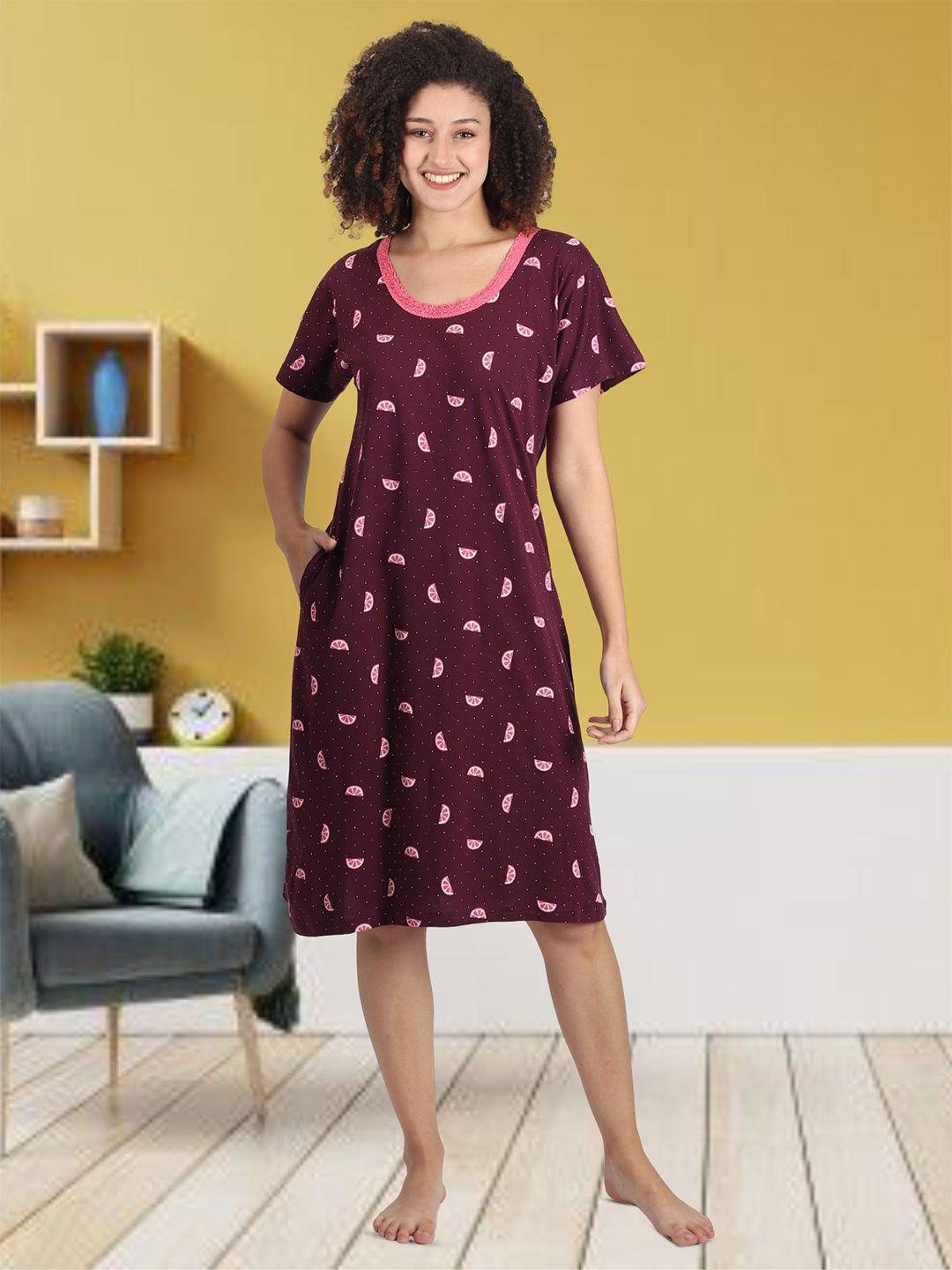 noty printed pure cotton t-shirt nightdress