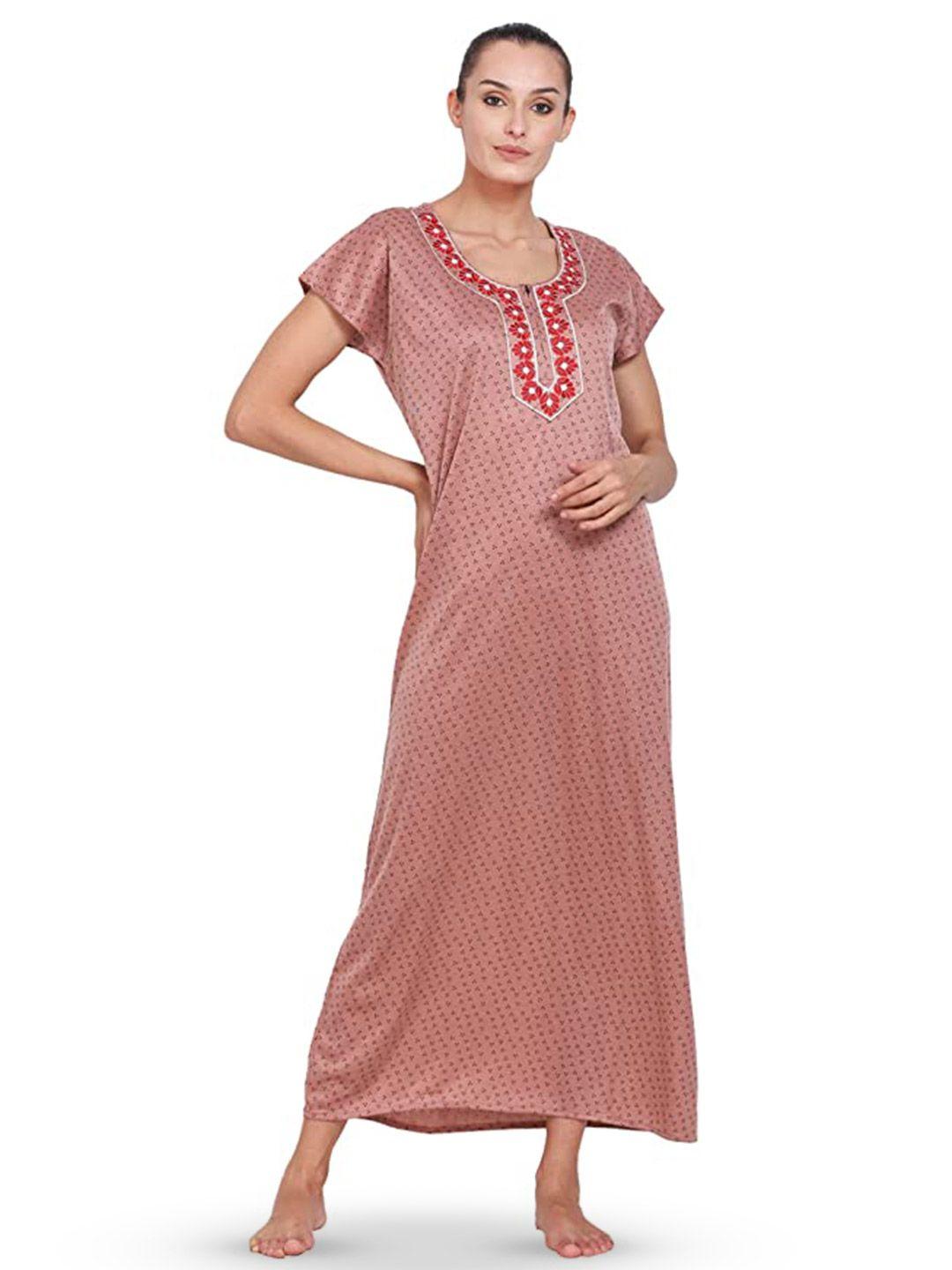 noty red printed maxi nightdress