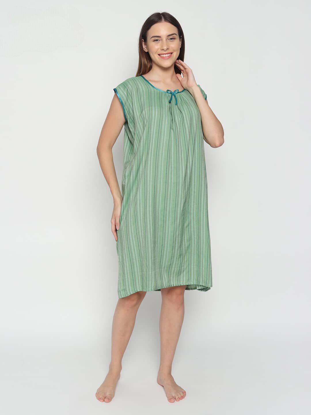 noty striped extended sleeve nightdress