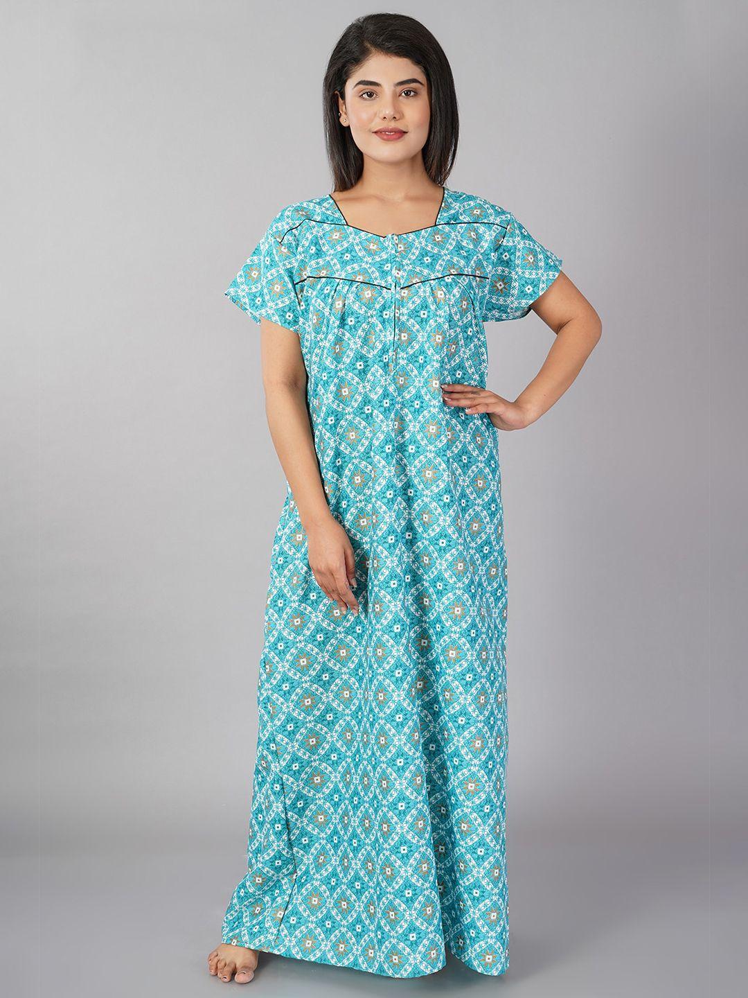 noty turquoise printed maxi nightdress