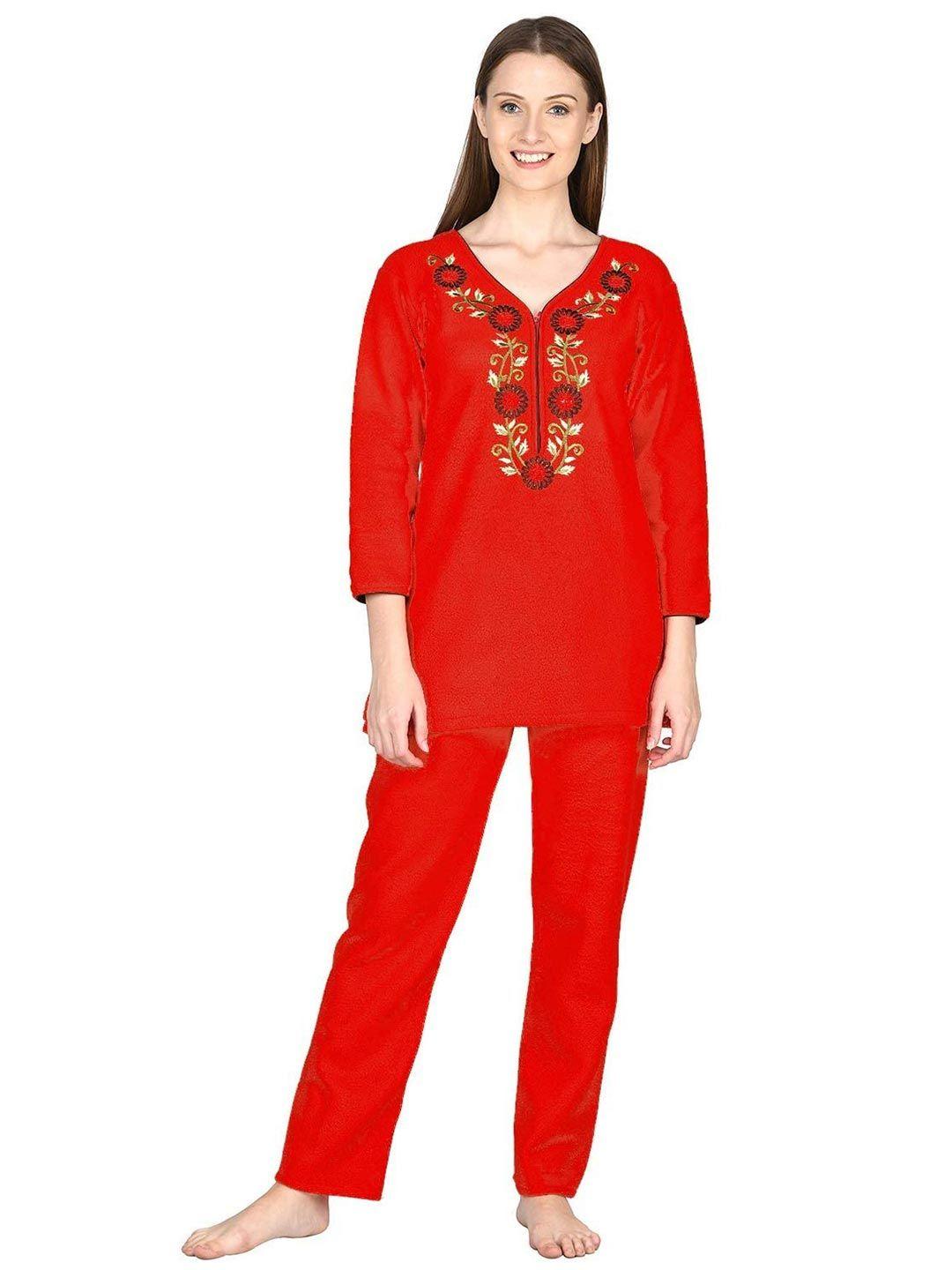 noty women red & green printed night suit