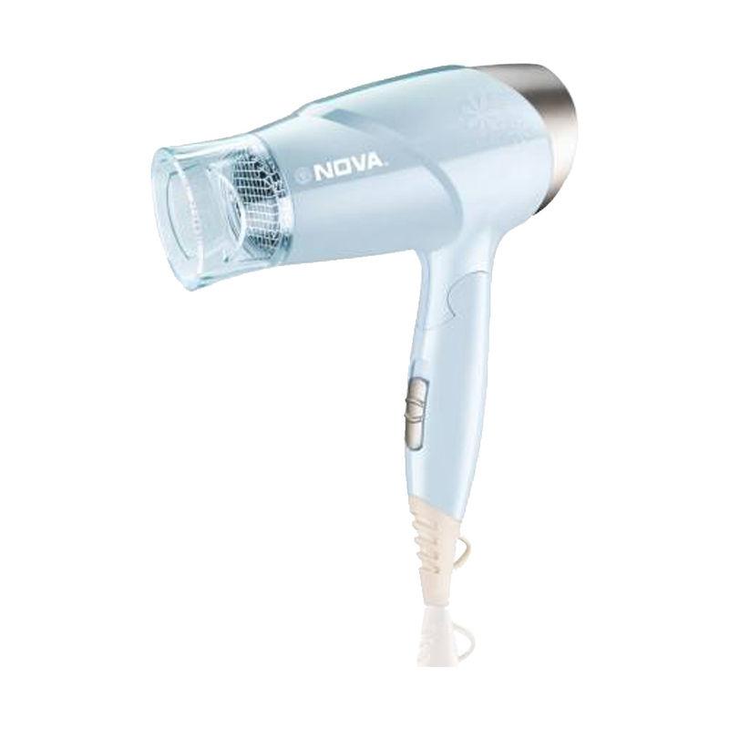nova nhp 8203 premium 1400 watts hot & cold foldable hair dryer for women (blue)