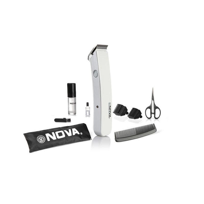 nova nht - 1047 pro skin rechargeable cordless, 30 minutes runtime beard trimmer for men (white)