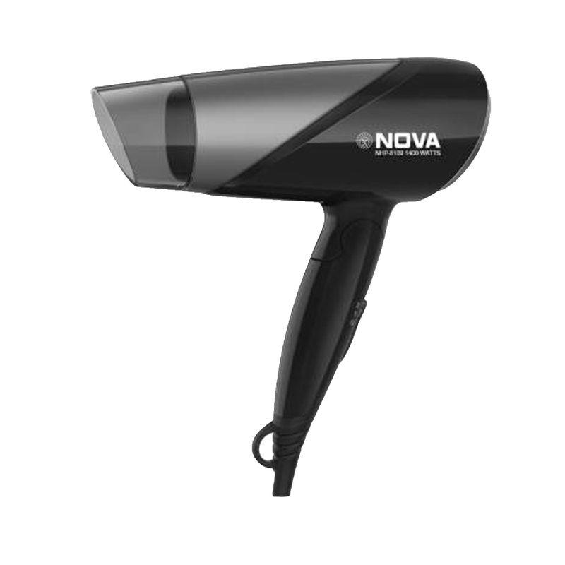 nova nhp 8109 silky shine 1400 watts hot & cold foldable hair dryer (black)