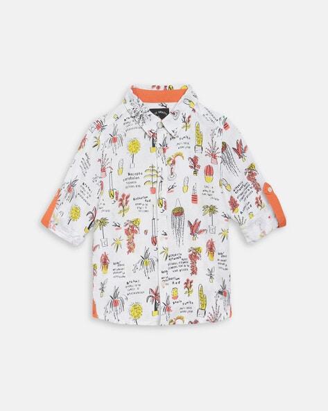 novelty pattern spread collar shirt