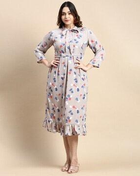 novelty print fit & flare dress