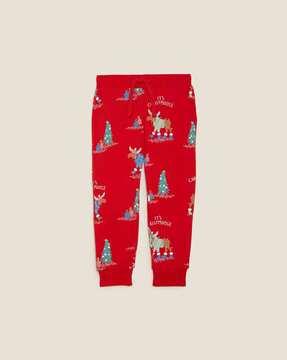 novelty print joggers with drawstrings