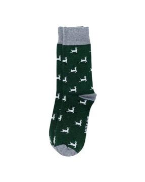 novelty print mid-calf socks