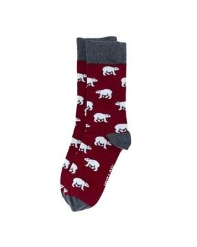 novelty print mid-calf socks