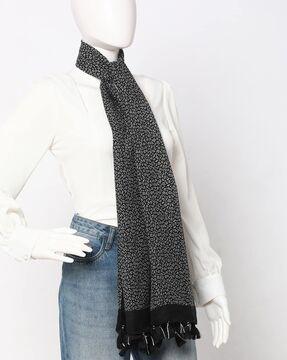 novelty print scarf with tassels