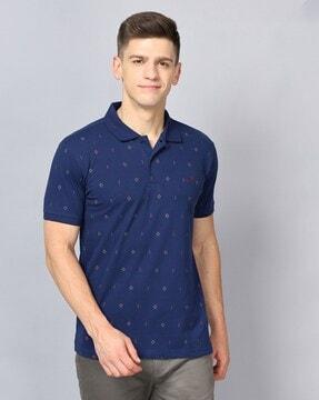 novelty print slim fit polo t-shirt