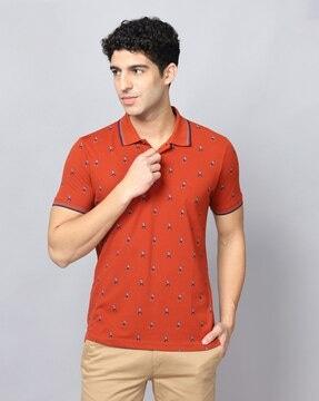 novelty print slim fit polo t-shirt