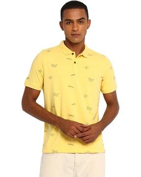 novelty print slim fit polo t-shirt