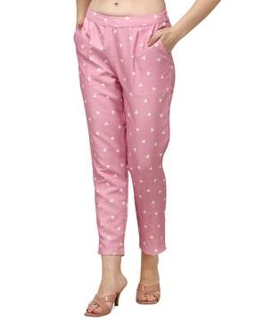 novelty printed ankle-length trousers