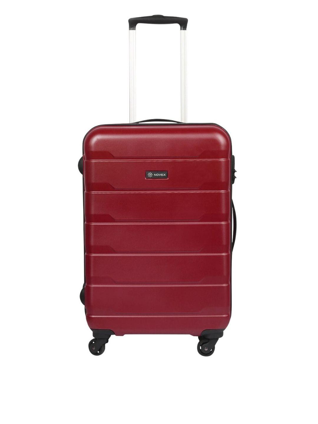 novex red solid textured hard-sided medium trolley suitcase