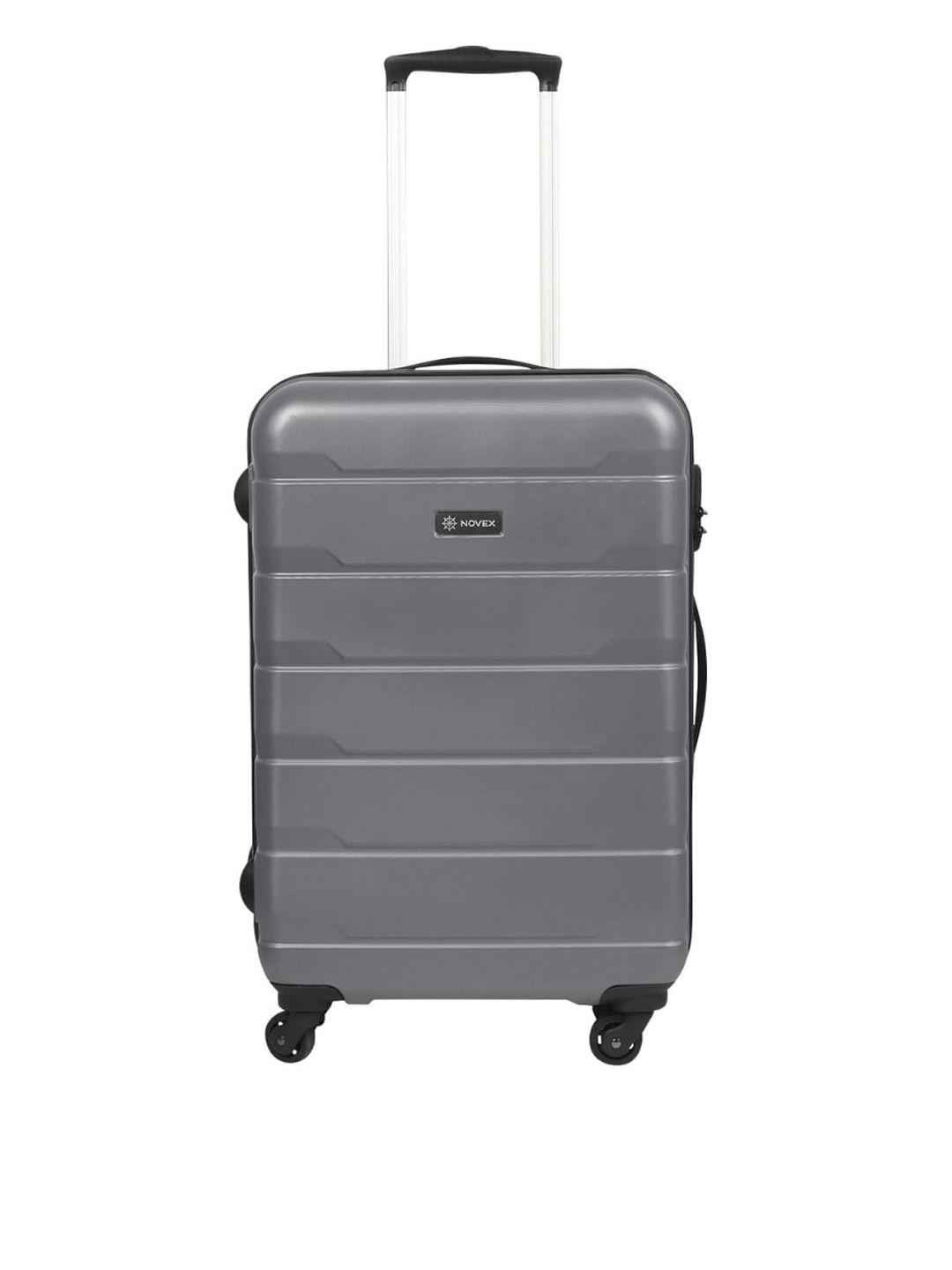 novex unisex grey textured hard sided medium trolley suitcase