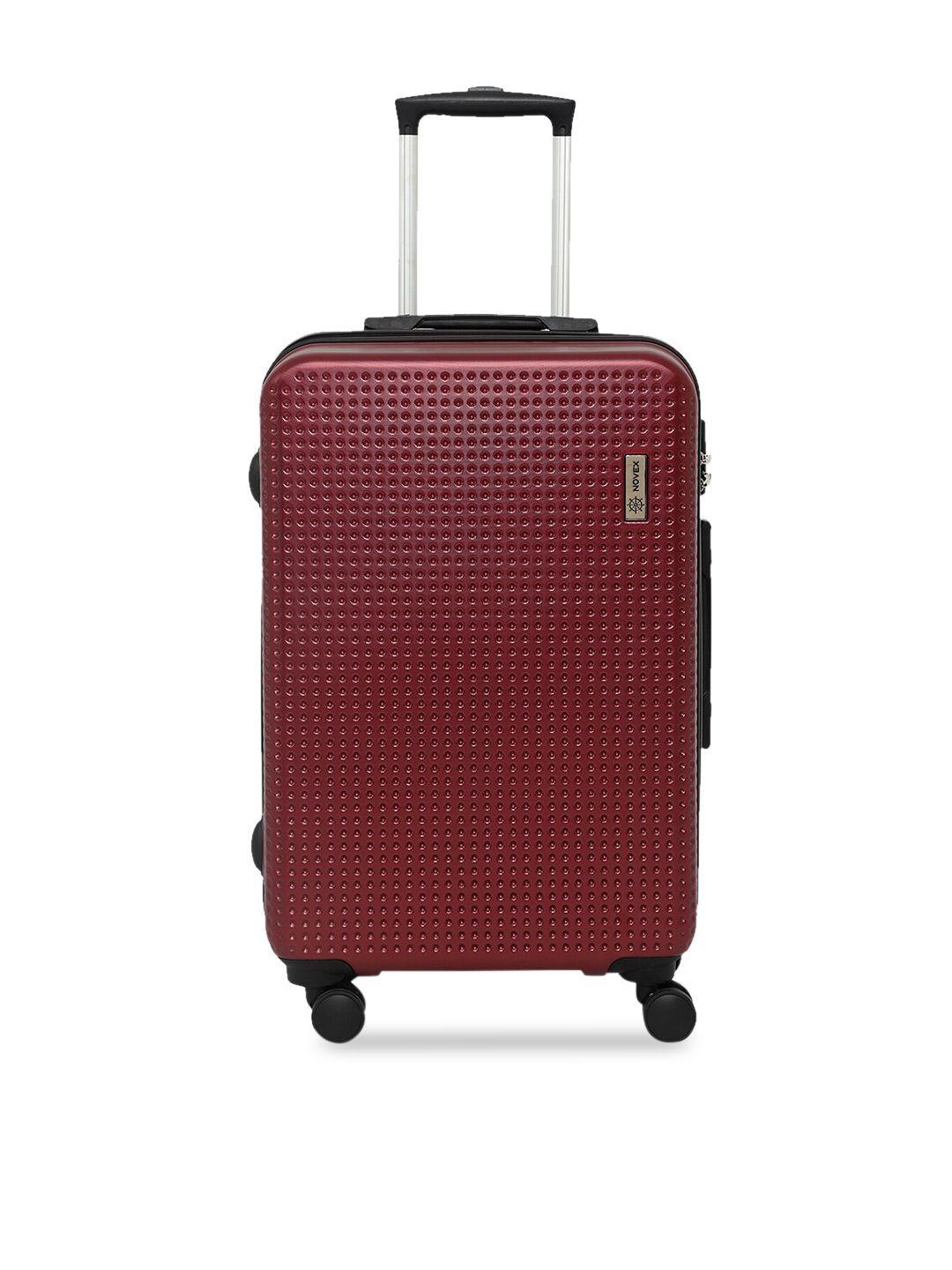 novex unisex maroon textured hard-sided cabin trolley suitcase