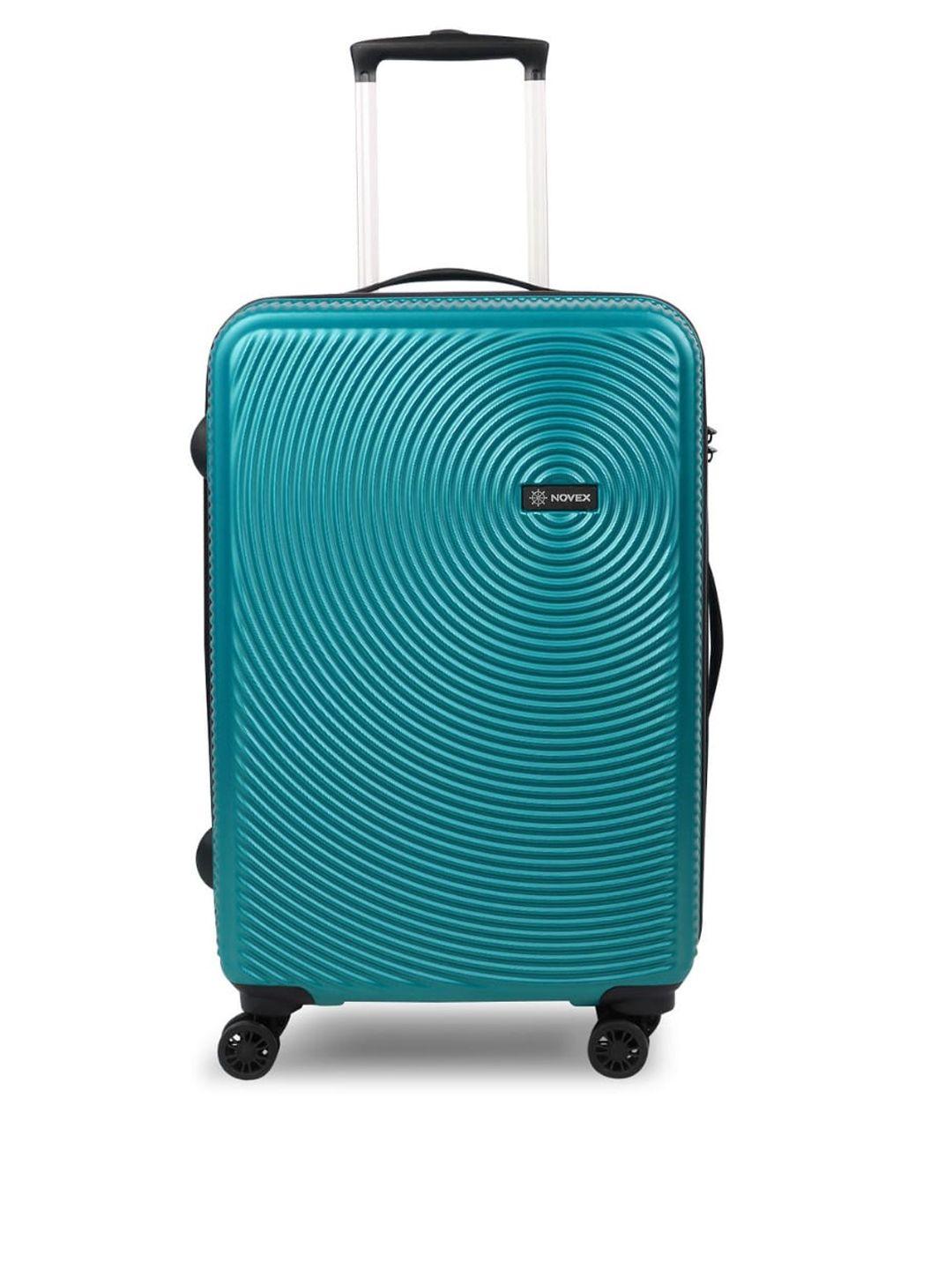 novex unisex sea-green textured hard sided large trolley suitcase