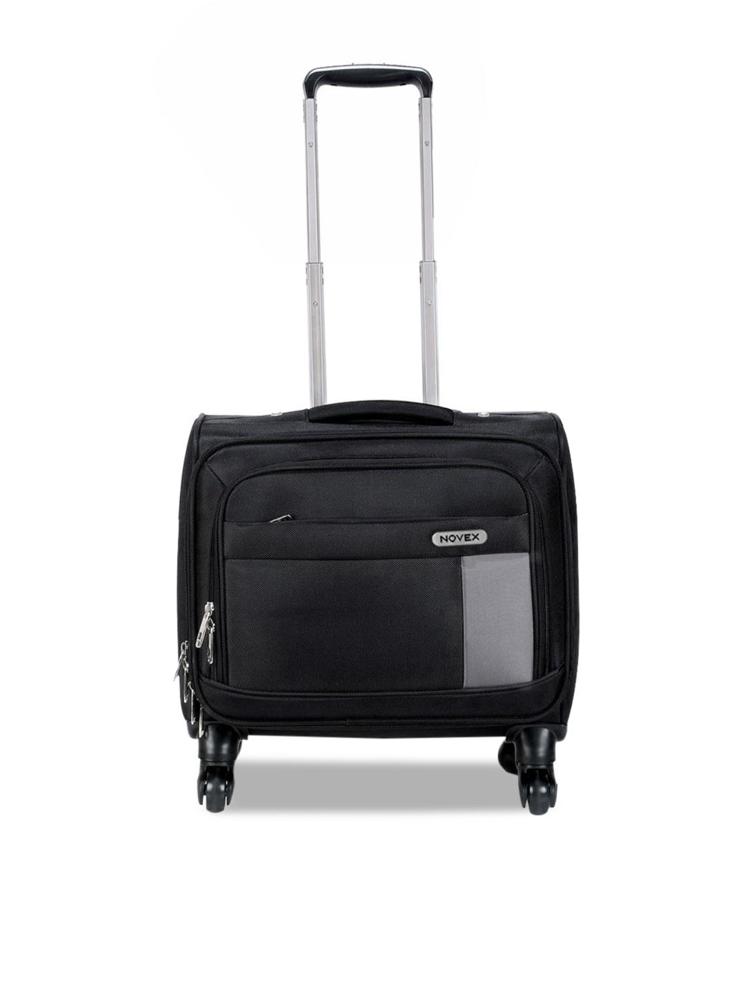 novex black solid cabin soft-sided trolley suitcase
